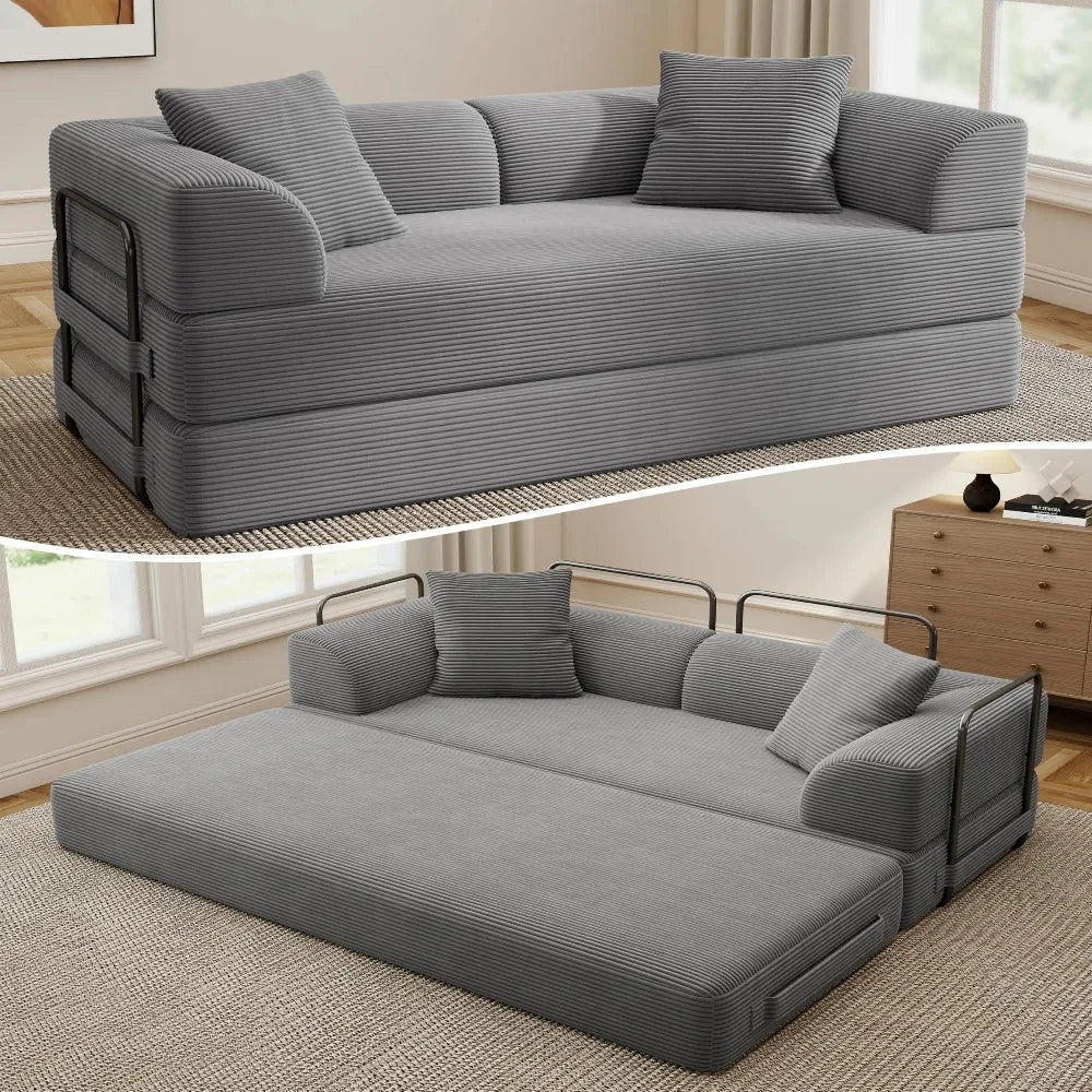 Cloud Boneless Convertible Floor Sofa Bed, 70" 5-in-1 Foldable Compressed Loveseat Lounge Sleeper 2 Seater Couches