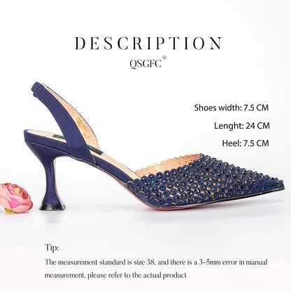 New Wine Red High Heels Shoes And Bag Dotted Crystal Wedding Party Spring, Summer, and Autumn Fashion Women's Noble Sandals
