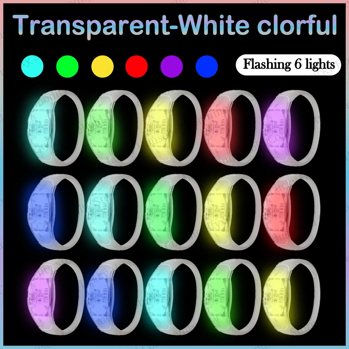 20-100PCS Music&Sound Activated Led Bracelet Light up Bracelets Glow in the Dark Bracelets for Wedding Party Concert Favors