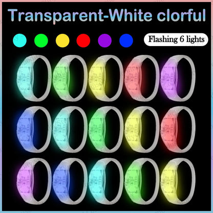 20-100PCS Music&Sound Activated Led Bracelet Light up Bracelets Glow in the Dark Bracelets for Wedding Party Concert Favors