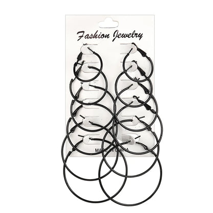 12pairs/6pairs Simple Punk Hoop Earrings Set Big Circle Earrings