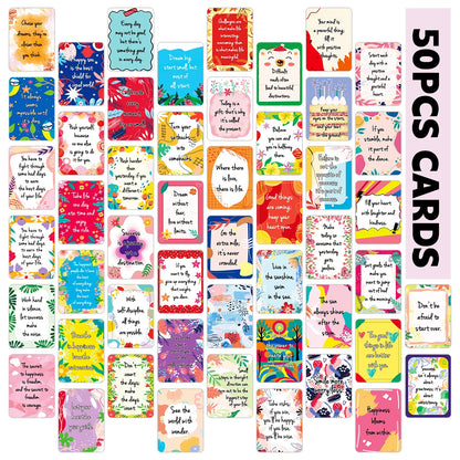 50pcs Uplifting Positive Affirmation Cards, Mini Note Card for Lunch Box, Colorful Motivational Cards with Inspirational Quotes
