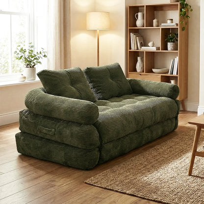 Modern Convertible Sofa Bed, 2-Seater Vacuum Packed Compressed Couch, Soft Memory Foam Floor Sofa for Small Space Living Room