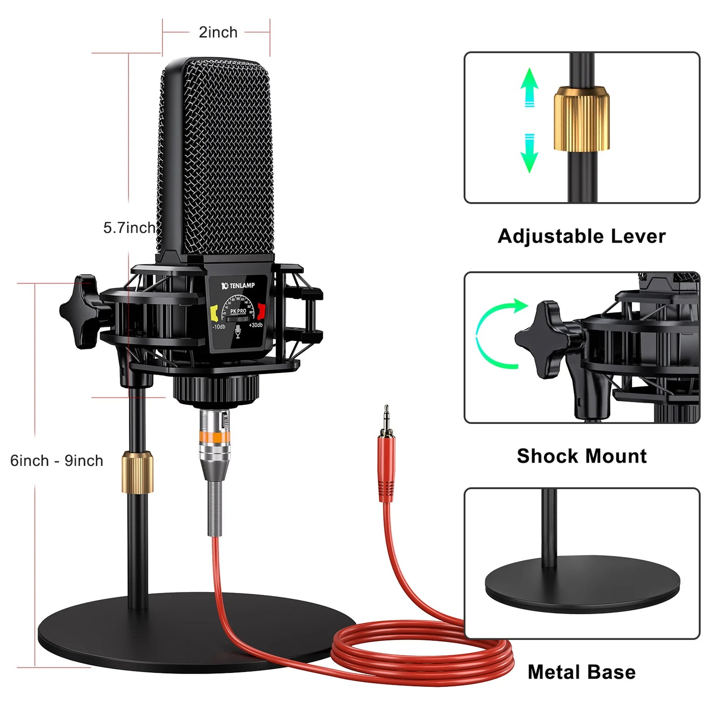 Tenlamp G10 Podcast Equipment Bundle 6 Channel with 3.5mm Microphone and Live Sound Card,RGB Streaming with XLR Gaming Audio Interface Professional Mixer for Podcasting, Influencers, Kols, Singing, Gaming, And Djing