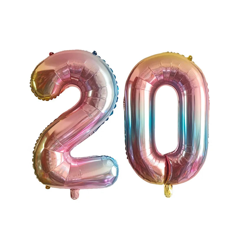 2Pcs 32 Inch Gold Silver Black Blue Red Helium Foil Number Balloon 16 17 18 19 20 21 Happy Birthday Party Decoration Supplies