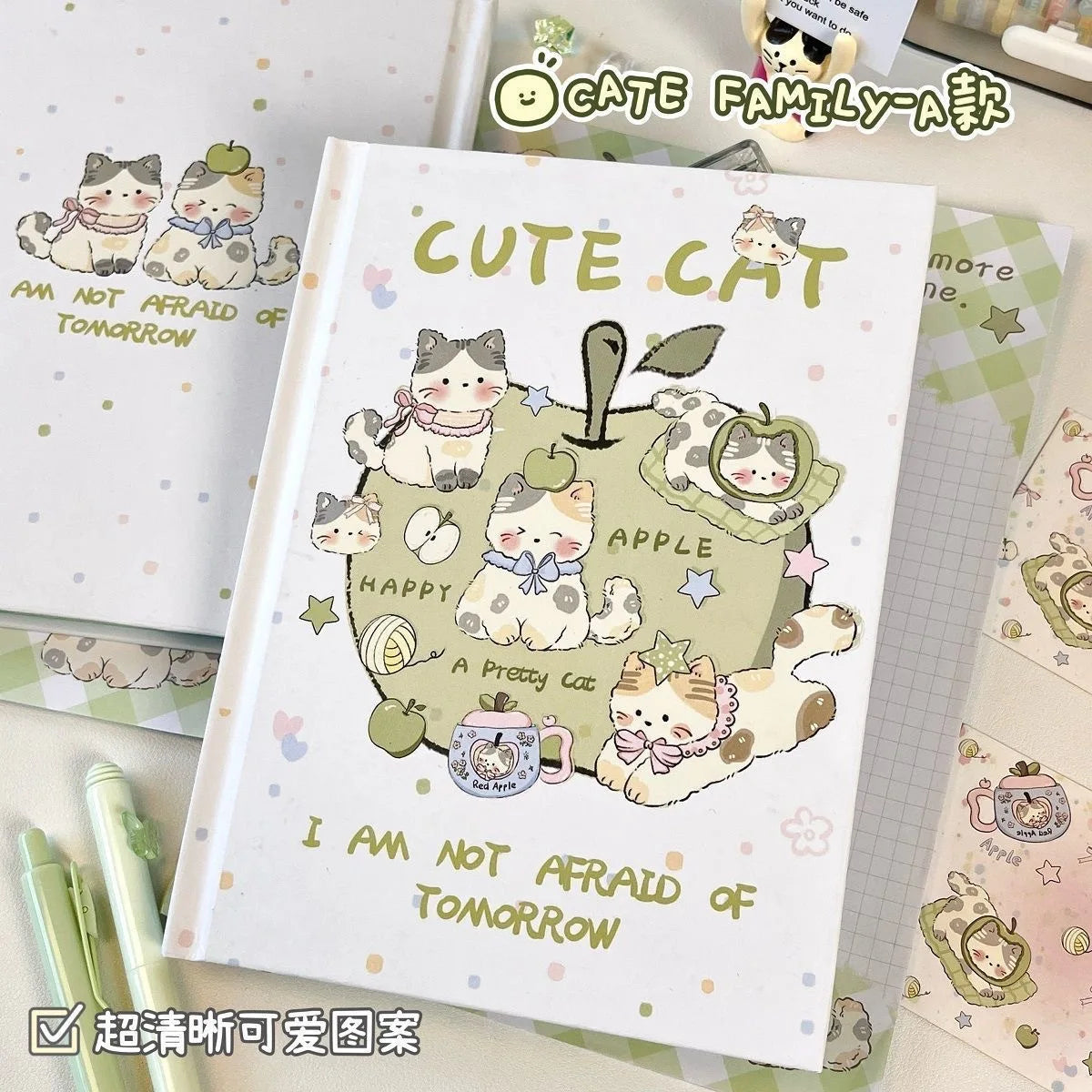 Apple Kitten A5 Color Page Hardcover Ins Niche High-value Student Universal Thickened Full-color  for Students Notebook