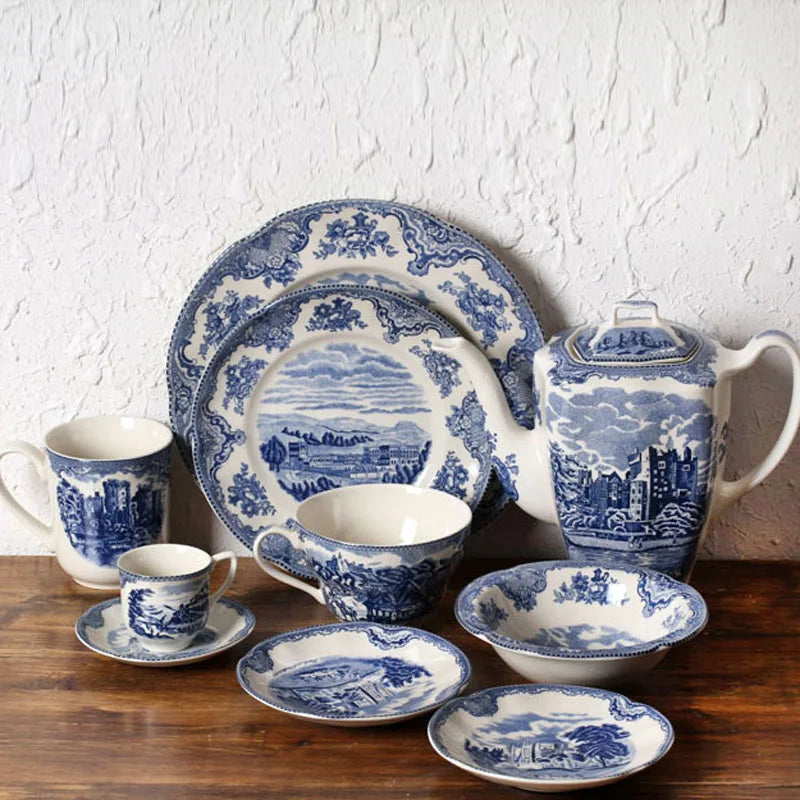 European style tableware, British castle ceramics, Western food steak plates, coffee cups, decorations, dinner plates, desserts,