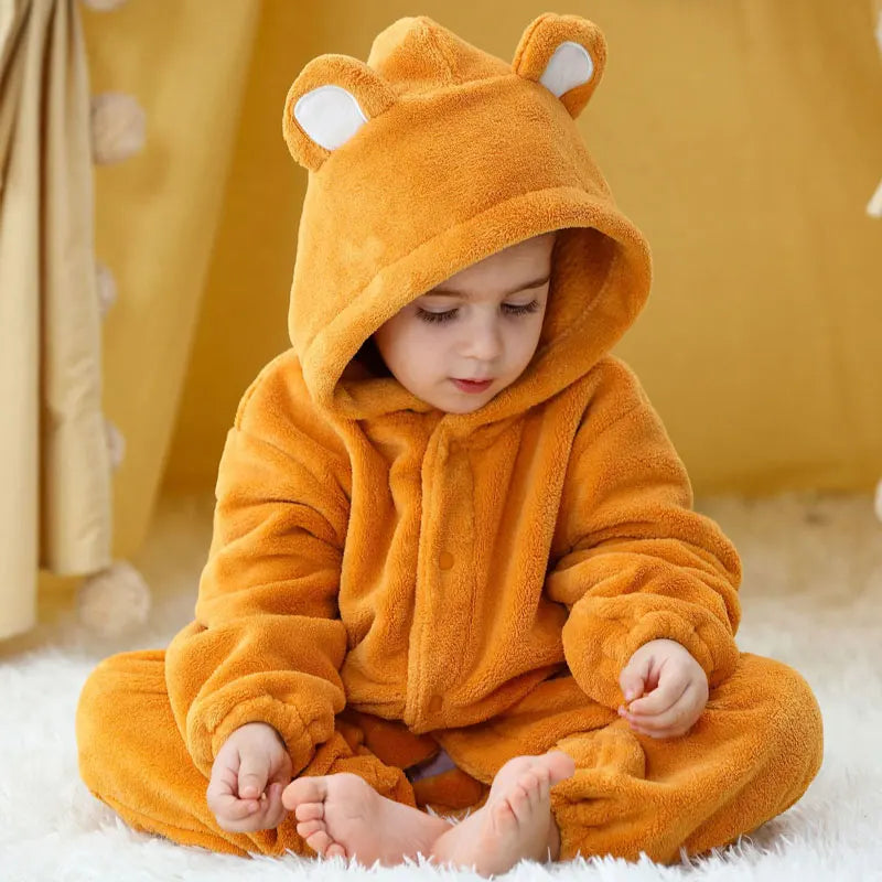 Cartoon Flannel Baby Rompers Unicorn Rabbit Dinosaur Pajamas Cotton Baby Boy Girls Animal Costume Baby Jumpsuit Kigurumi Outfits