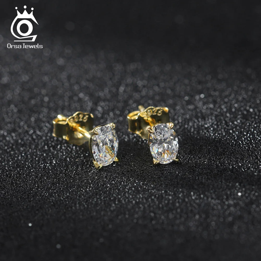 ORSA JEWELS Exquisite 925 Sterling Silver Zircon Earrings for Women Shiny 8A Premium Cubic Zirconia Earrings Party Jewelry LZE03