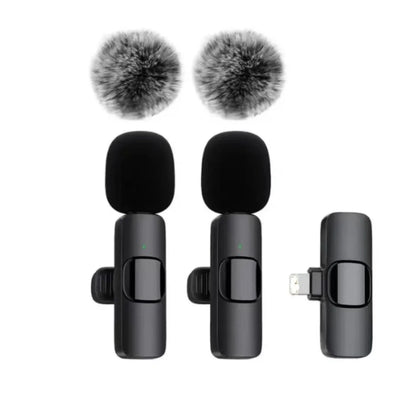 2 Pcs Wireless Lavalier Microphone for iPhone Android iPad, Mini Clip-on Mic with Crystal Clear Sound Quality