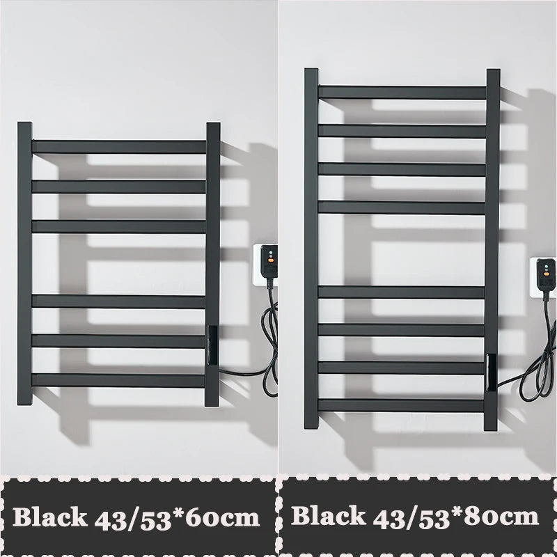 Black/White Electric Towel Rack With Digital Display Touch Temperature&Time Control Smart Heated Towel Rail Towel Warmer