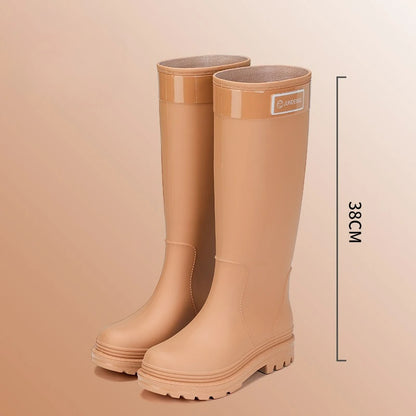 Adult Fashion Tall Rain Shoes Women's Water Boots Velvet Waterproof and Non-slip Outer Snow Boots