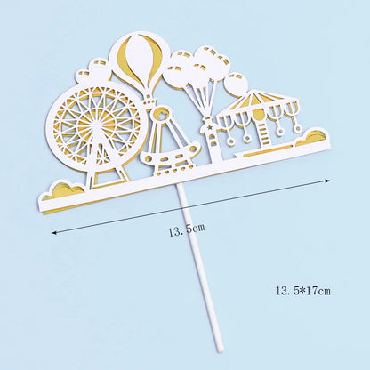 Castle Cake Topper Flag Rainbow Anniversary Cupcake Toppers For Wedding Happy Birthday Party Baking Decoration Happy New Year