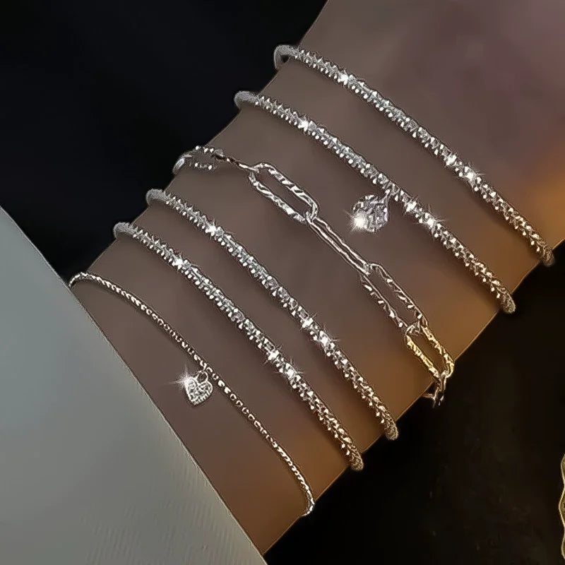 5PCS/Set Rhinestone Butterfly Bracelet Set for Women Korean Fashion Designer Adjustable Bead Bracelet Luxury Original Jewelry