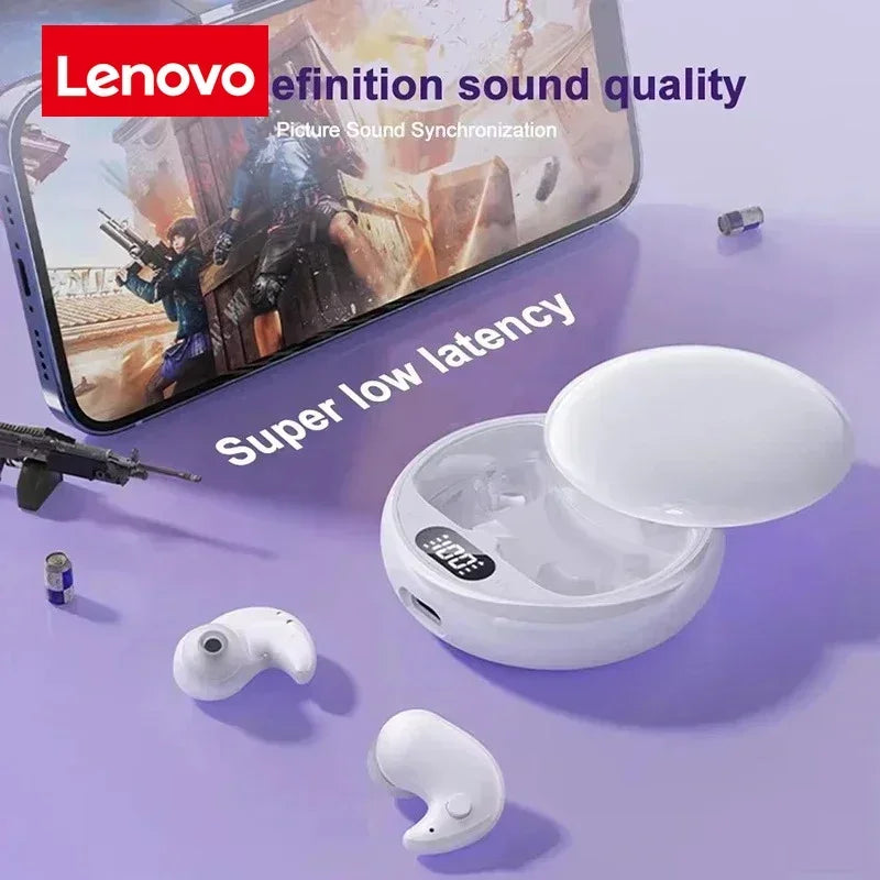 Lenovo Bluetooth Wireless Earphones Small Earbuds Sleeping Sport Invisible Headphones Bass Sound Quality Headset Sliding Cover