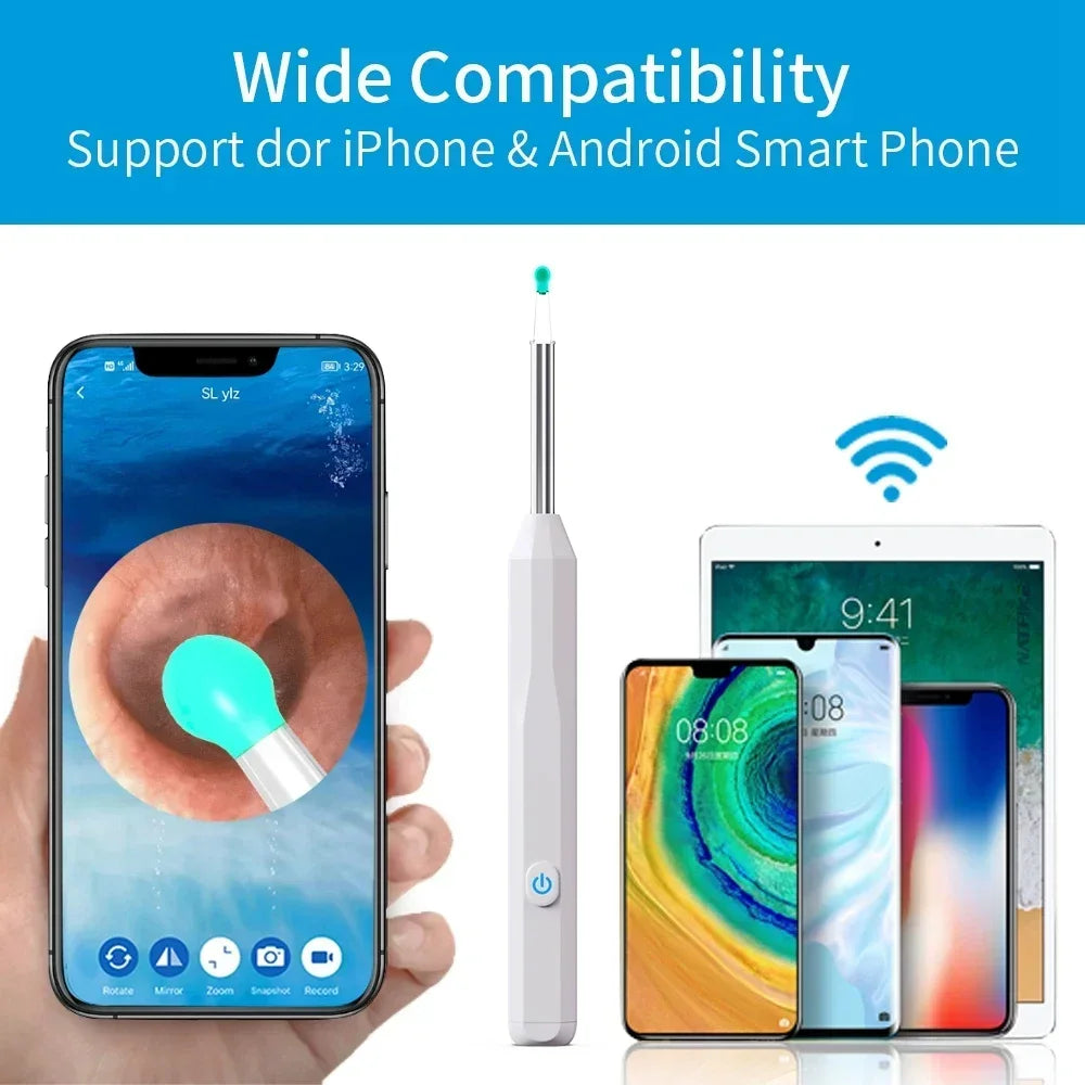 Home Use Portable Wifi Otoscope Camera Ear Wax Remover Intelligent Electric Visual Ear Cleaner Ear Wax Cleaner