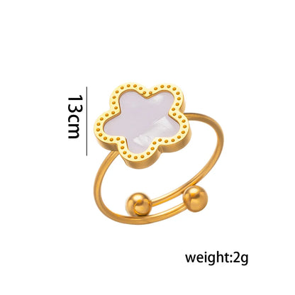 14K Gold Plated Stainless Steel Necklace Woman Five Leaf Petals Double