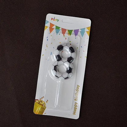 Black White Soccer Number Birthday Candle 0‑9 Football Pattern Digital Cake Topper Soccer Sports Theme Party Cake Decor Supplies