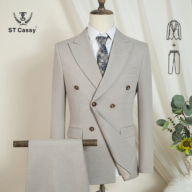ST Cassy High Quality Elegant Man Suit 2 Piece Set Party Outfit Modern Wedding Dinner Suit for Men Stylish Business Office Suit