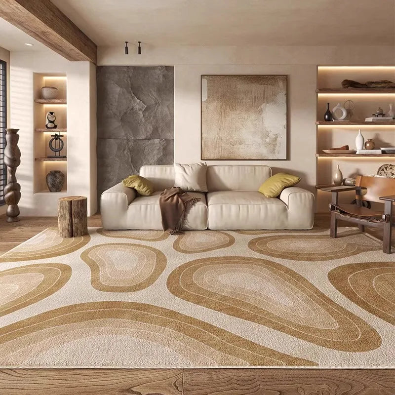 Large Living Room Carpet Retro-style High-end Aesthetic Bedroom Fluffy Bedside Rug Creative Unique Artistic Coffee Table Mats 러그