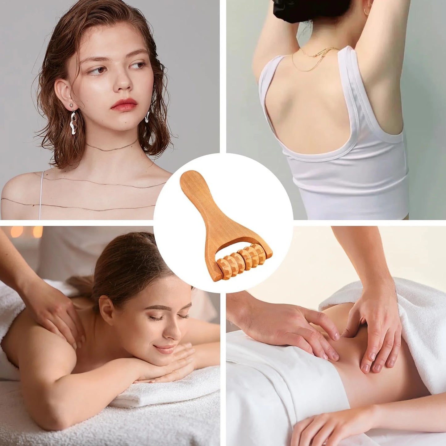 1 Pcs Wooden Massage Roller Tool, Manual Wooden Massager, Wood Back Massage Roller for Neck Leg Back Deep Tissue Muscle Massager