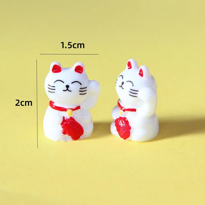 10-50pcs Cute Mini Wealth Lucky Gold Cat Animal Decoration Resin Craft Miniature Figure Bonsai Microlandscape Fairy Garden Decor