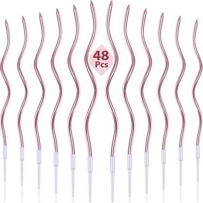 6/12/48pcs Birthday Candles Spiral Cake Candles  Long Thin Cake Candles For Wedding Party And Cake Decoration
