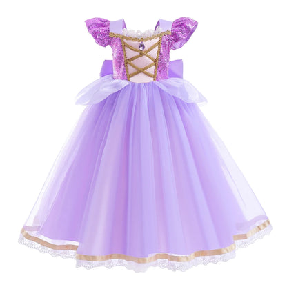 Elsa Anna Kid Princess Girls Dress Rapunzal  Kids Cosplay Halloween Vestidos Children Costume Birthday Party Dress