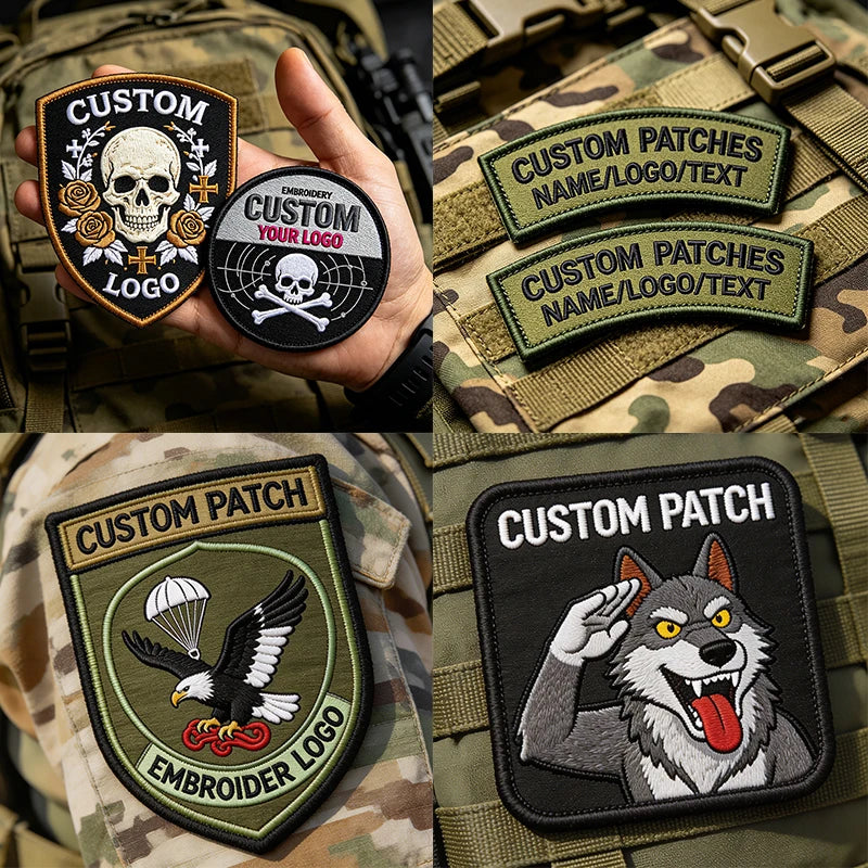 Camouflage Shield Tactical Custom Embroidery Patch Personalized Your Logo Iron On Patches Sew On Badge For Army Clothing Gear