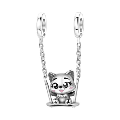 Hot Sale 925 Sterling Silver Dog Cat Cute Pet Animals Pendant Birthday Party Gift for Women Bangle Bracelet Necklace DIY Jewelry