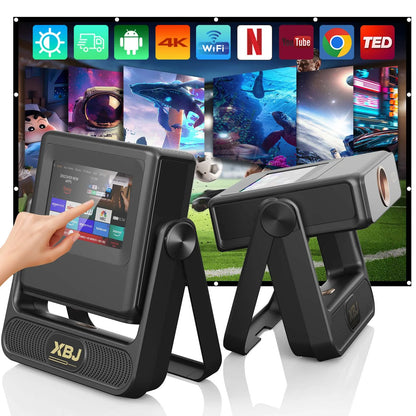 XBJ A5Pro 1080p Smart Projector With Screen Wifi6 BT5.2 Auto Focus Portable Projector 4k Home Cinema Indoor Outdoor