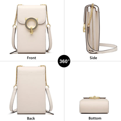 FOXER Fashion Split Leather Cellphone Bag Women's Shoulder Bag Light Luxury Female Crossbody Bag Mini Phone Travel Bag for Girl