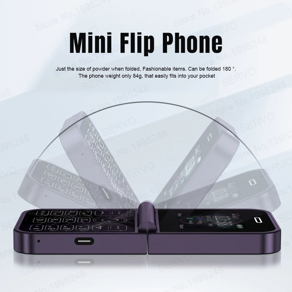 SERVO Classic Small Flip Mobile Phone 2G Dual SIM Card Blacklist Speed Dial 2.0" Screen 180° Fold Button Cellphones New Upgrade