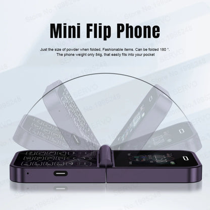 SERVO Classic Small Flip Mobile Phone 2G Dual SIM Card Blacklist Speed Dial 2.0" Screen 180° Fold Button Cellphones New Upgrade