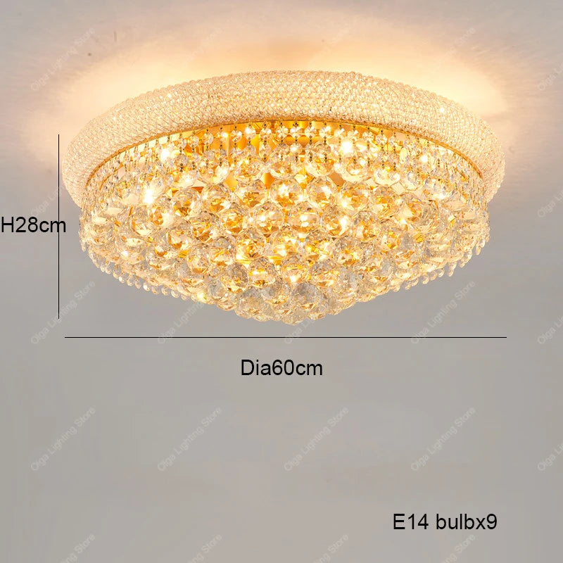 Gold Luxury Crystal Chandelier Lights 3000K 4000K Dimmable Chandeliers, Home Decor Hanging Lamps for Villa Duplex High-ceiling