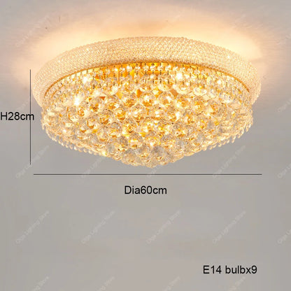 Gold Luxury Crystal Chandelier Lights 3000K 4000K Dimmable Chandeliers, Home Decor Hanging Lamps for Villa Duplex High-ceiling