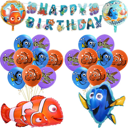 Finding Nemo Fish Latex Balloons Clownfish Dory Ocean Sea Foil Ballons Happy Birthday Banner Cake Topper Party Decor Kid Boy Toy