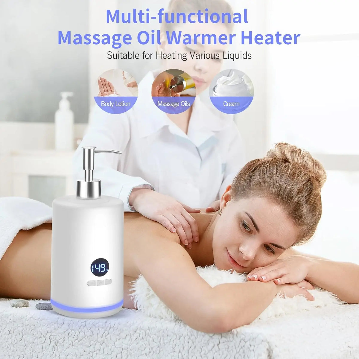 Massage Oil Warmer Lotion Cream Heater With LED Display with Double Bottle For Home Salon Spa Massage Quick Heating