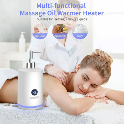 Massage Oil Warmer Lotion Cream Heater With LED Display with Double Bottle For Home Salon Spa Massage Quick Heating