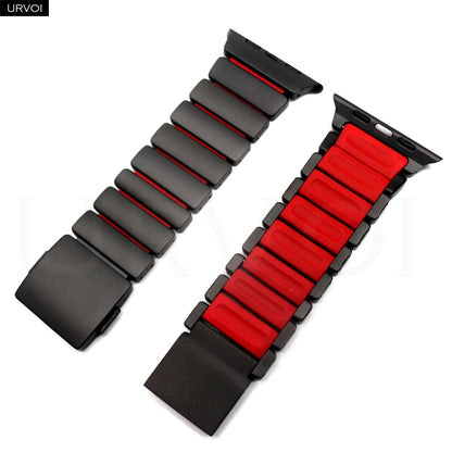 URVOI Stratos Band for Apple Watch Ultra 3 2 Series 11 10 9 8 SE3 Titanium Silicone Strap Magnet Clasp Bracelet DLC Coating 49mm