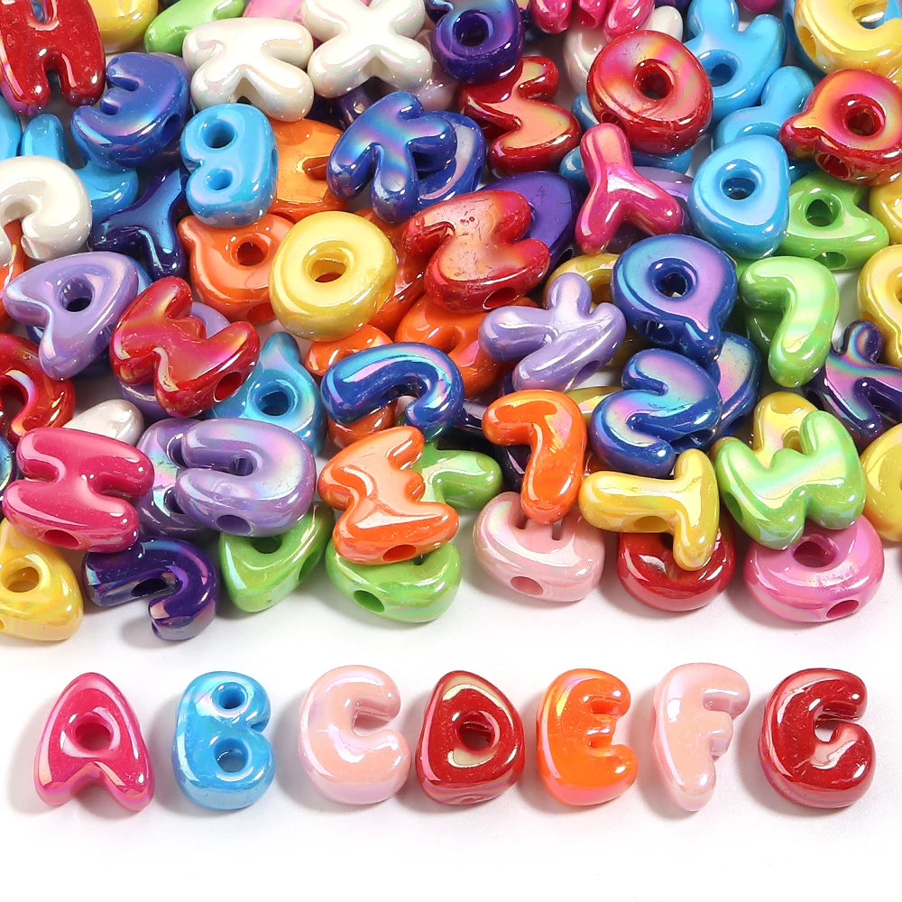 20-30pcs/lot Big Hole Cartoon English Letters Acrylic Beads Colored Loose Spacer Beads For Jewelry Making DIY Necklace Keychain