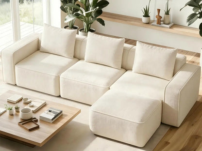 103" Sectional Couch, Locked-in Modular Sectional Sofa, Wood Frame Couches for Living Room, 22" Deep Seat L Shaped, Custom