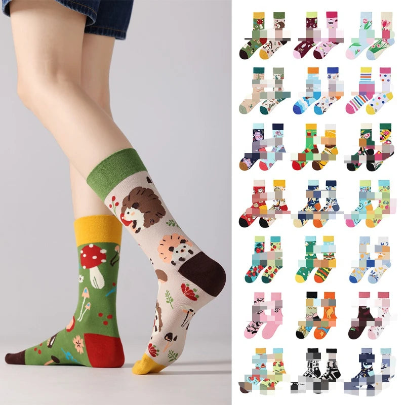 New Creative Cartoon Dog Ins Animal Trendy Socks Jacquard Cotton Socks Couple Mid length Fashion Skateboarding Socks