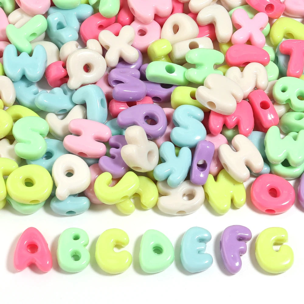 20-30pcs/lot Big Hole Cartoon English Letters Acrylic Beads Colored Loose Spacer Beads For Jewelry Making DIY Necklace Keychain