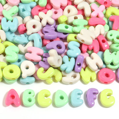 20-30pcs/lot Big Hole Cartoon English Letters Acrylic Beads Colored Loose Spacer Beads For Jewelry Making DIY Necklace Keychain