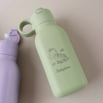 450ML Custom Name Silicone Straw Cup, Personalized Cartoon Pattern Water Bottle, Leakproof Sports Water Bottle for Kids Adults