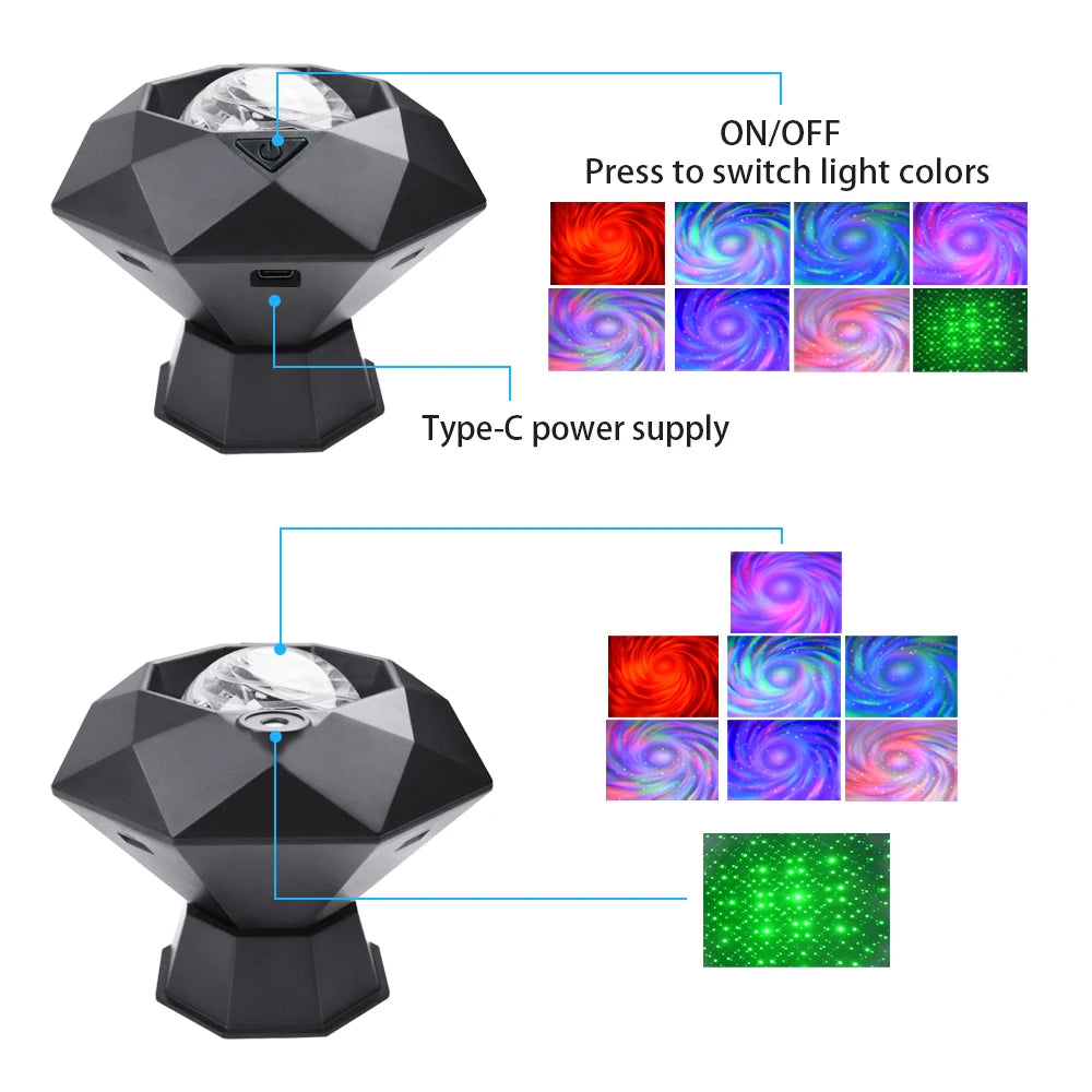 Northern Lights Starry Sky Projector LED Night Light with Remote Control USB for Home Bedroom Party Christmas Indoor Decor