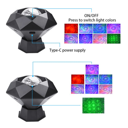 Northern Lights Starry Sky Projector LED Night Light with Remote Control USB for Home Bedroom Party Christmas Indoor Decor