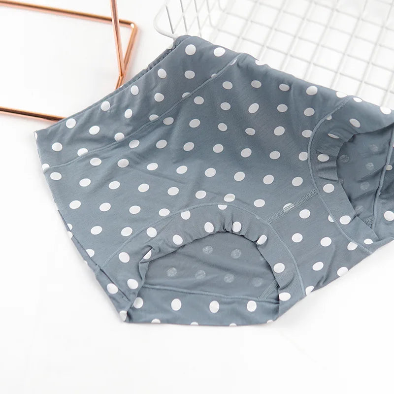 Modal Large size Panties for fat Lady Fashion Polka dot briefs High waist wide leg boyshorts cotton crotch underpants