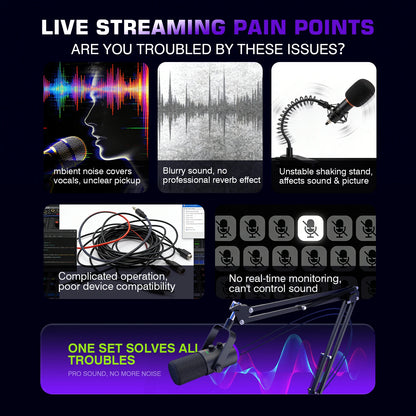 Professional USB Gaming Podcast Condenser MicrophoneKit with Adjustable Metal Boom Arm, 360° Rotatable Design,ENC Noise Reduction, HD Sound Pickup, Easy 1-Touch &Gain Control for PC Laptop Twitch YouTube StreamingRecording,